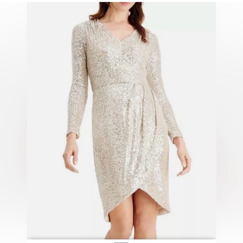 Calvin Klein Long Sleeve Sequin Dress